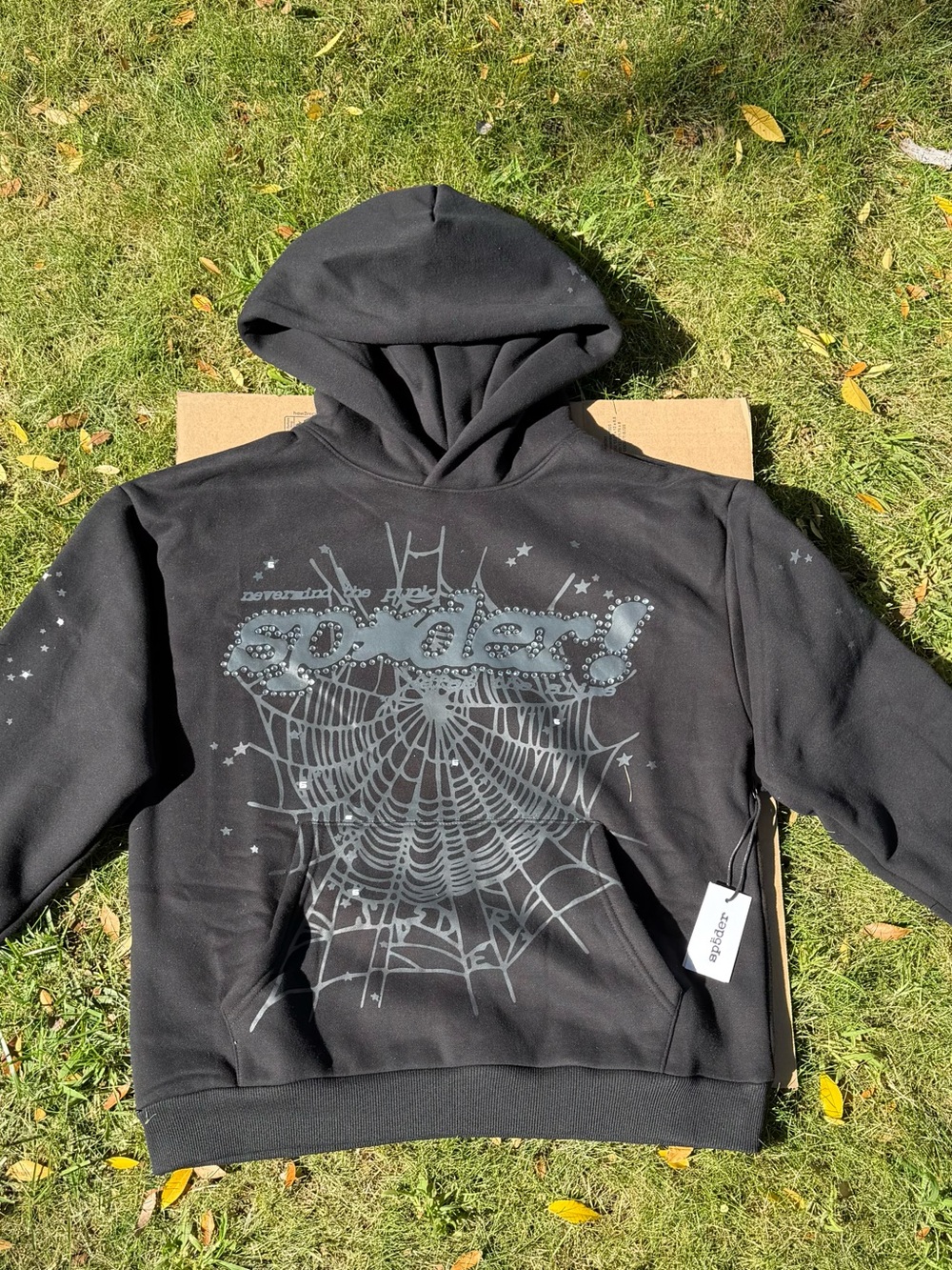Black Graphic Spiderweb Hoodie Sweatshirt - Brand: Unbranded